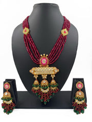 Traditional High Quality Long Kundan Polki And Beads Ranihaar Necklace For Weddings Bridal Necklace Sets