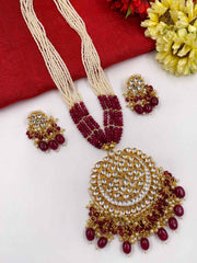 Traditional Jadau Ahmadabadi Kundan Pendant Long Necklace Set For Women By Gehna Shop