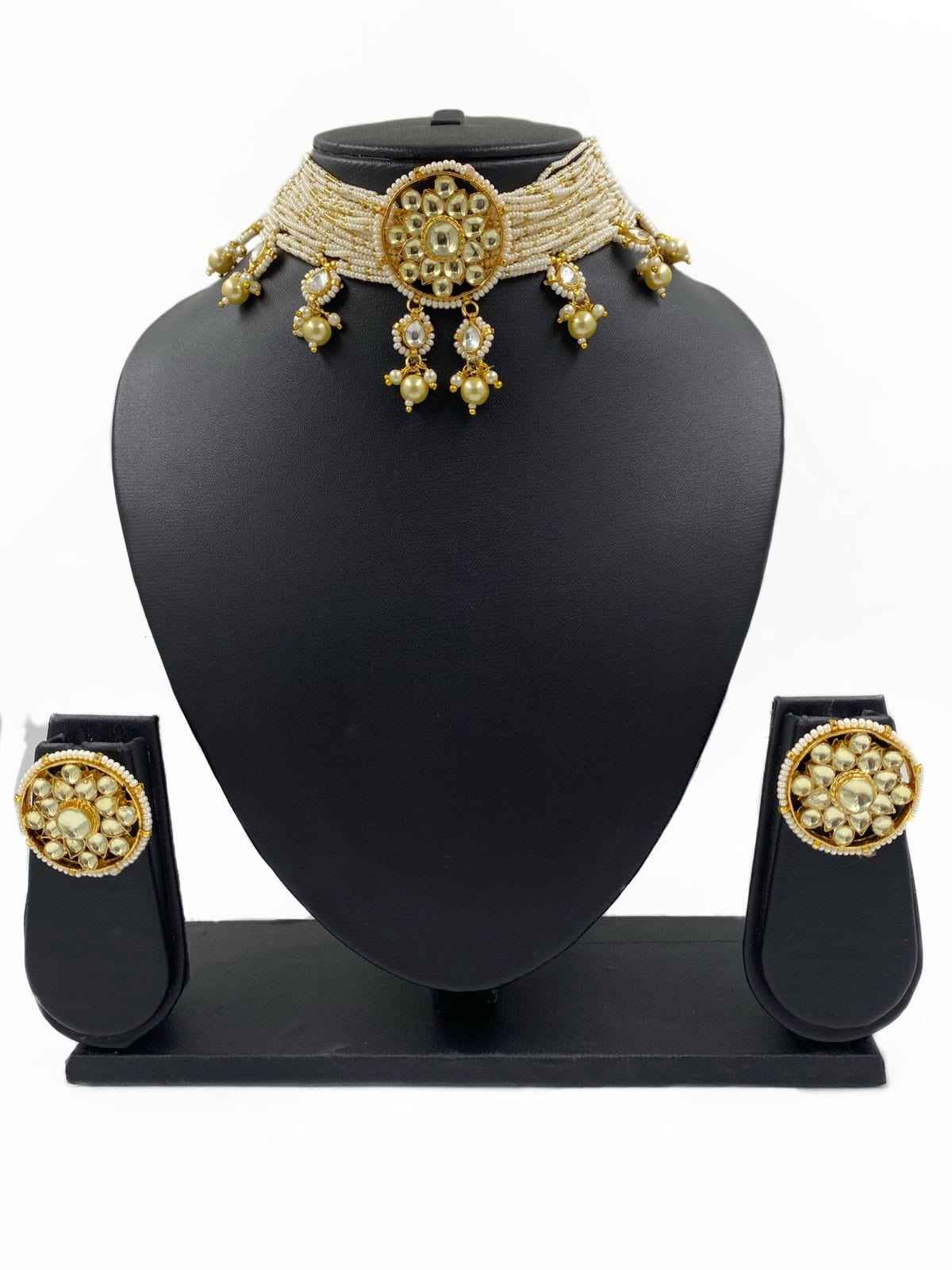Traditional Jadau Kundan And Pearls Choker Necklace Set For Women By Gehna Shop