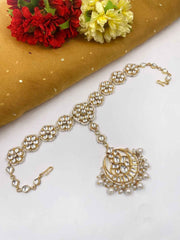 Traditional Jadau Kundan Sheeshphool With Maang Tikka For Weddings By Gehna Shop