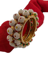 Traditional Jadau Pearls Gokhru Pacheli Bangle Set For Women By Gehna Shop