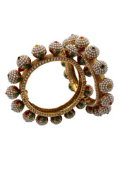 Traditional Jadau Pearls Gokhru Pacheli Bangle Set For Women By Gehna Shop Bangles