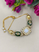 Traditional Kundan And Pearls Hand Bracelet For Ladies By Gehna Shop