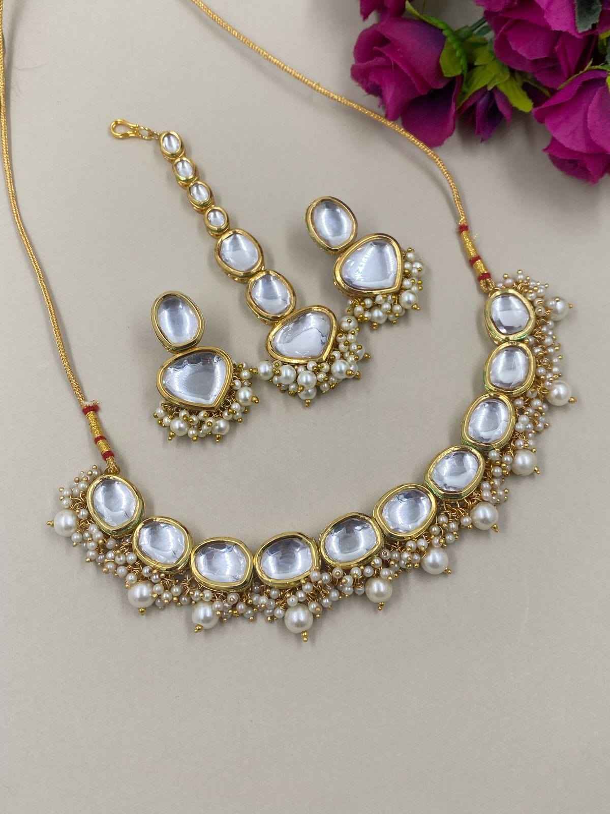 Traditional Kundan And Pearls Necklace Set For Women By Gehna Shop