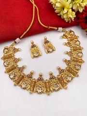 Traditional Light Weight Peacock Design Golden Necklace Set By Gehna Shop