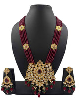 Traditional Long Polki Kundan Necklace Set For Weddings By Gehna Shop