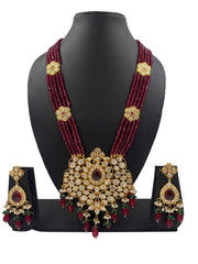 Traditional Long Polki Kundan Necklace Set For Weddings By Gehna Shop