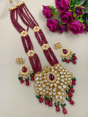 Traditional Long Polki Kundan Necklace Set For Weddings By Gehna Shop