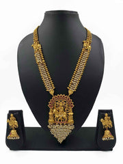 Traditional Lord Krishna Long White Temple Necklace Set For Ladies By Gehna Shop