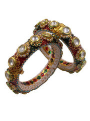 Traditional Multi Color Meenakari Kundan Kada Bangles By Gehna Shop Bangles