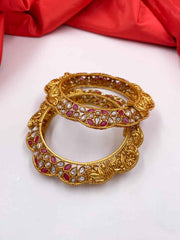 Traditional New Golden Kundan Bangles For Ladies By Shop Gehna