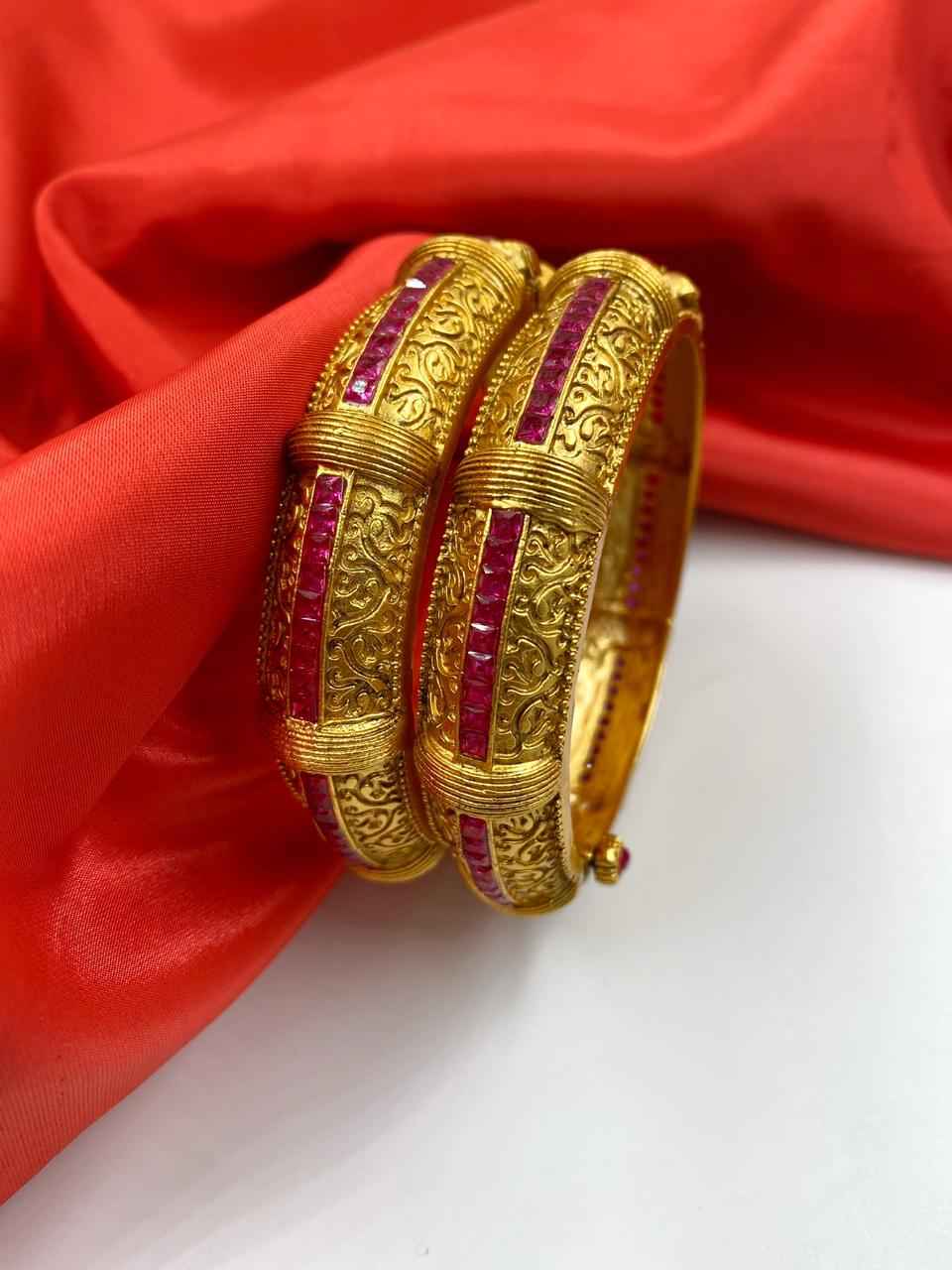 Traditional New One Gram Golden Bangles For Ladies By Shop Gehna