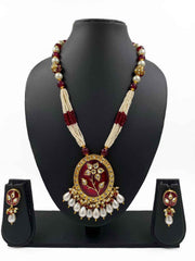 Traditional Red Meenakari Kundan Set For Ladies By Gehna Shop