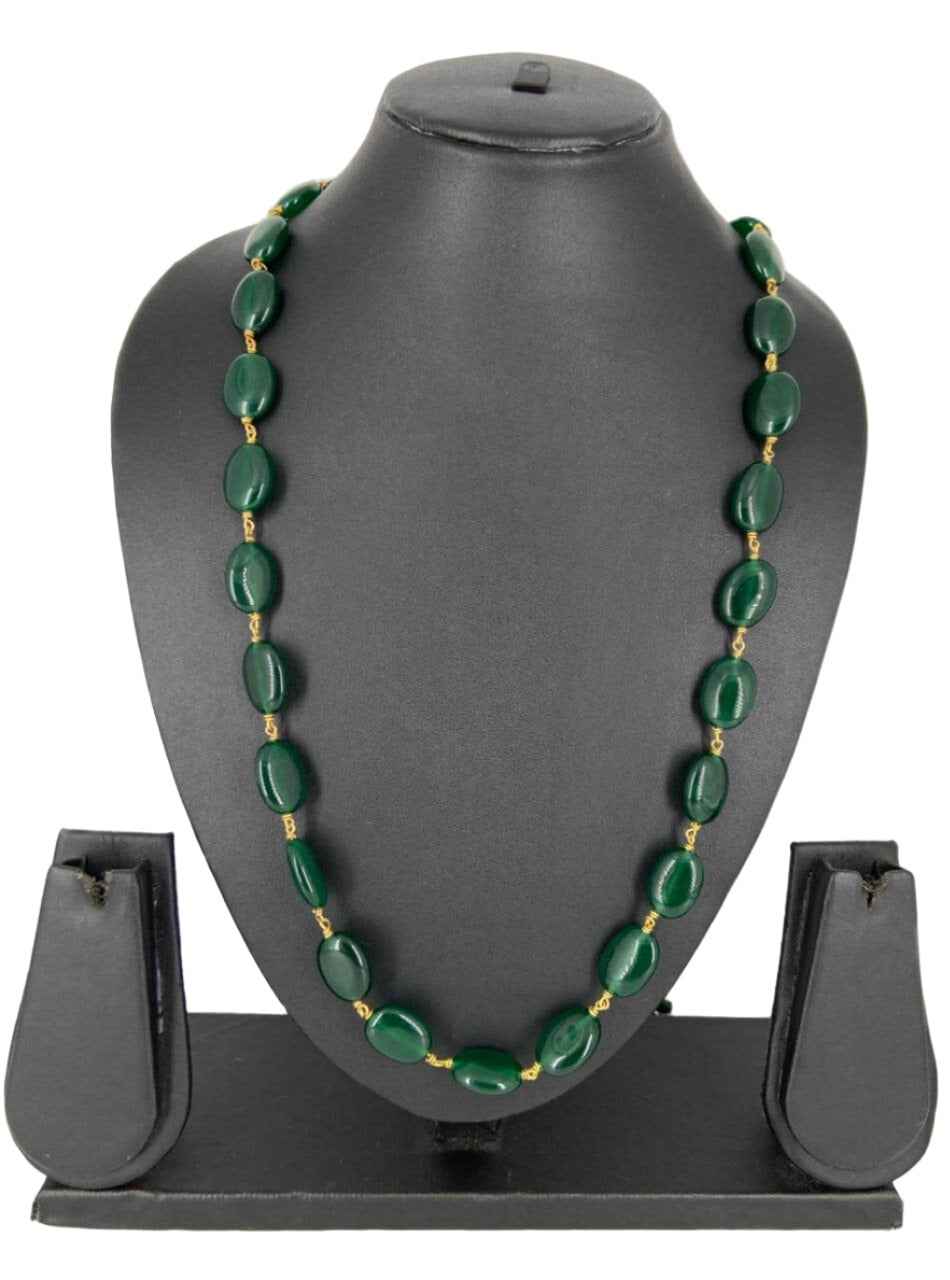 Traditional Semi Precious Green Jade Beaded Necklace