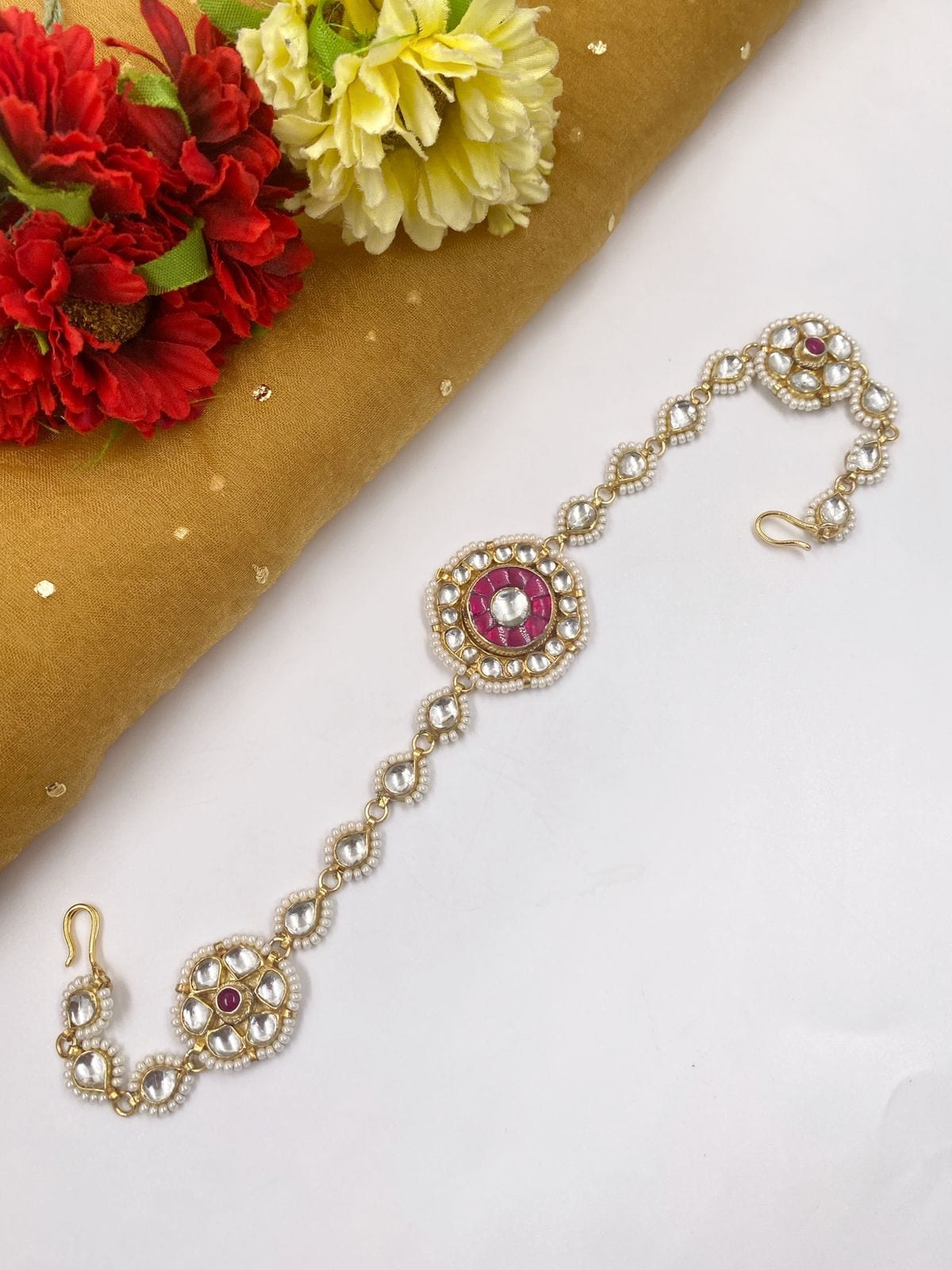 Traditional Simple Jadau Kundan Sheeshphool For Weddings By Gehna Shop Matha Patti