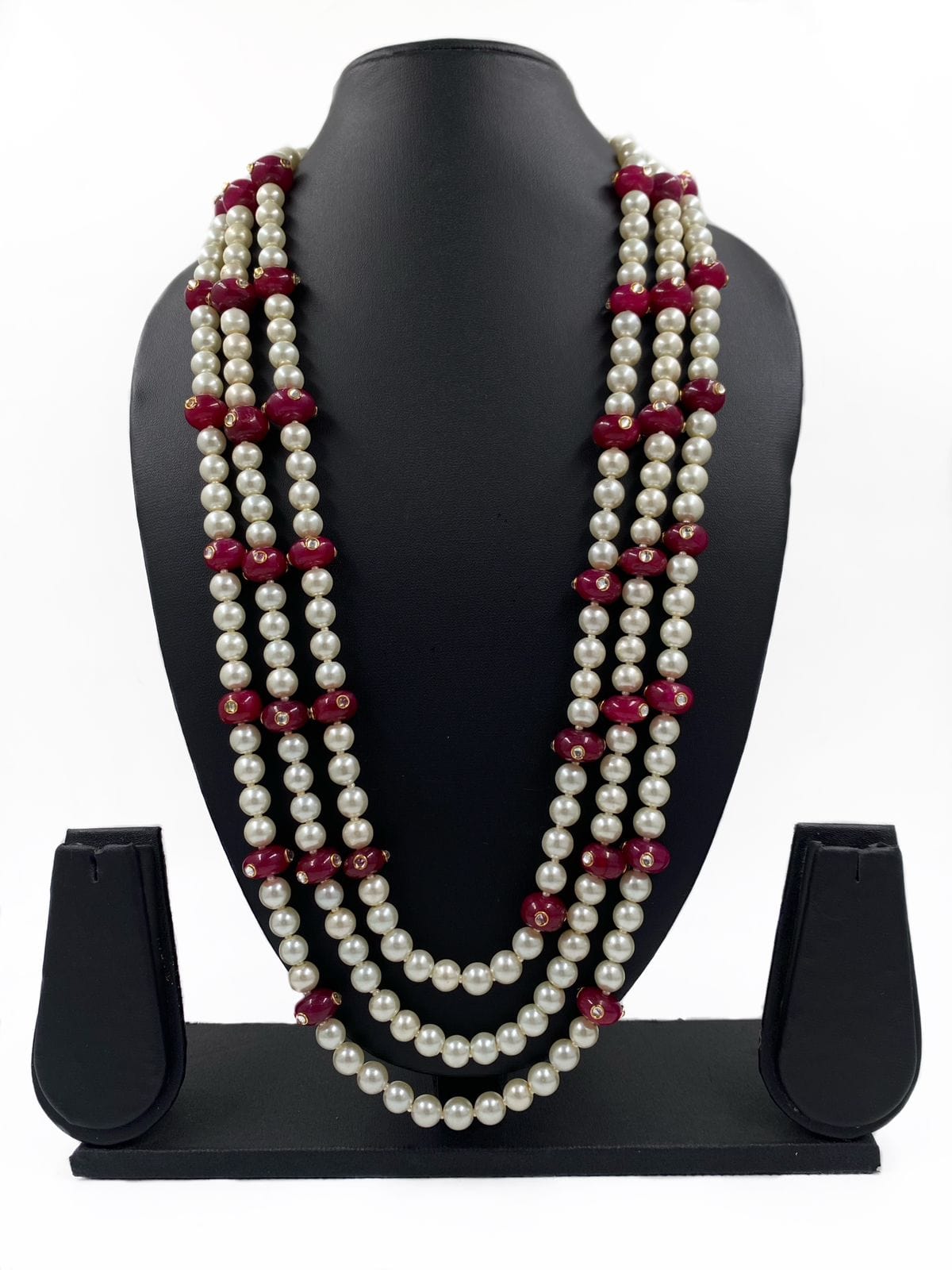 Triple Layered Long Pearls Necklace Sherwani Mala For Men By Gehna Shop Beads Jewellery