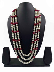 Triple Layered Long Pearls Necklace Sherwani Mala For Men By Gehna Shop