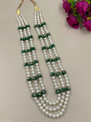 Triple Layered Long Pearls Necklace Sherwani Mala For Men By Gehna Shop