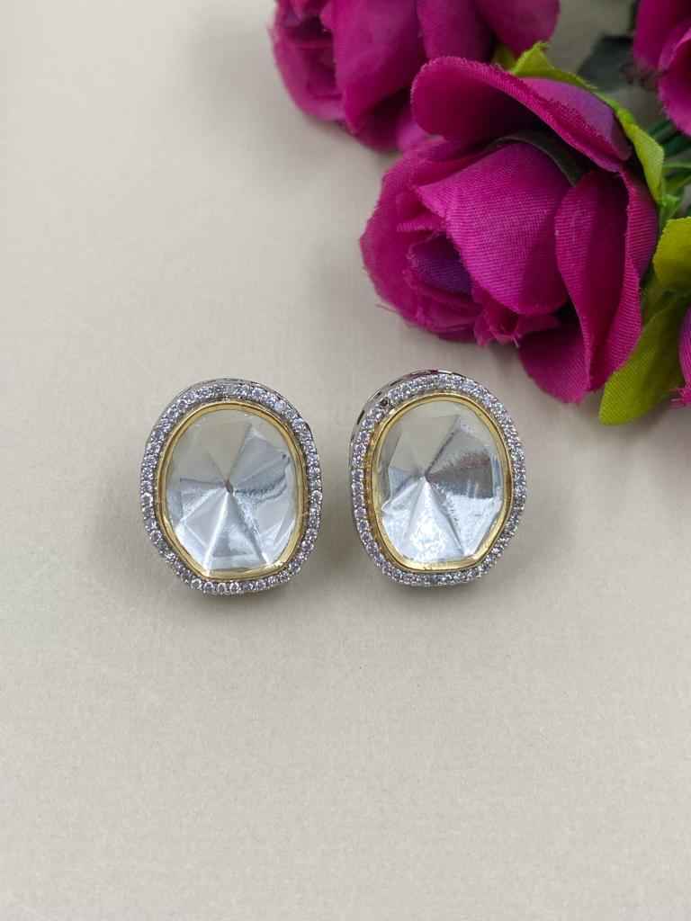 Two Tone Polish Victorian Uncut Polki Studs For Women By Gehna Shop