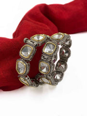 Victorian Uncut Two Tone Polish Polki Kundan Bangles For Weddings And Parties By Gehna Shop