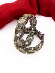 Victorian Uncut Two Tone Polish Polki Kundan Bangles For Weddings And Parties By Gehna Shop Bangles