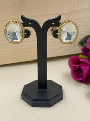 Zahara Gold Plated Golden Uncut Polki Studs By Gehna Shop