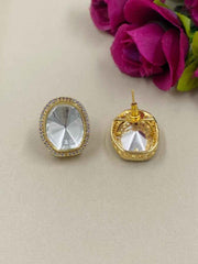 Zahara Gold Plated Golden Uncut Polki Studs By Gehna Shop