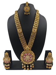 Swara Long Antique Gold Jewellery Necklace Set For Weddings By Gehna Shop