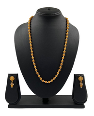 Traditional Gold Toned Single Strand Golden Beads Matar Mala Necklace For Woman (Pearls)