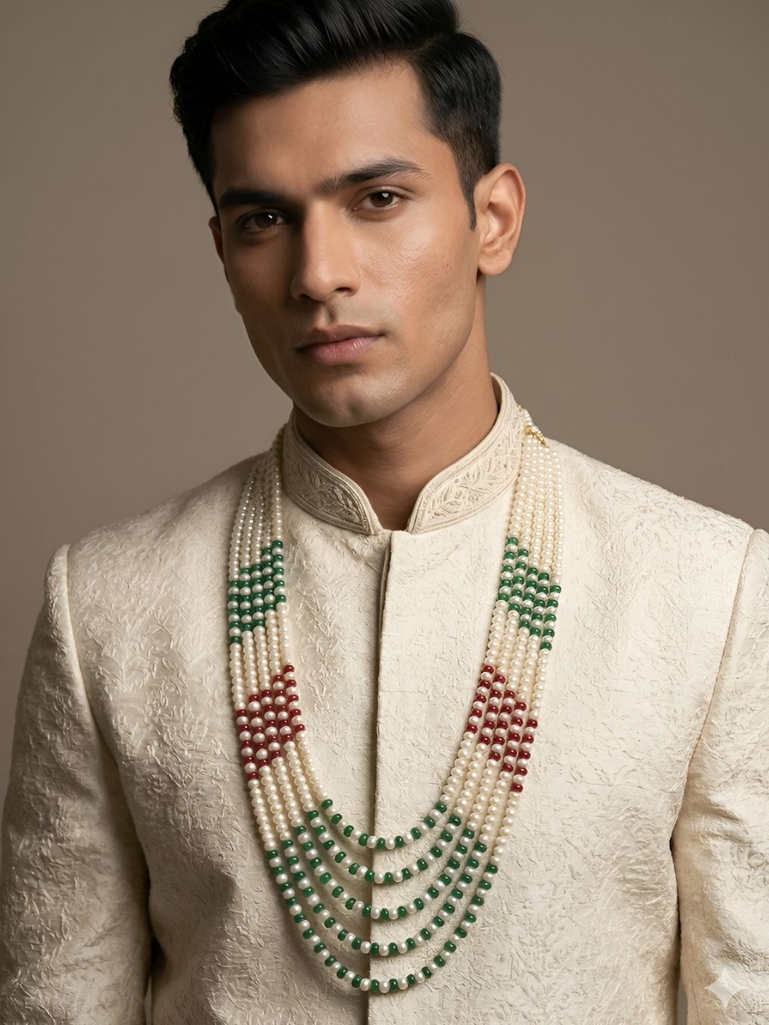 Layered Multicolor Real Freshwater Pearl Beads Necklace for grooms sherewani 
