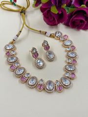 Elegant Modern Look Single Line Polki Necklace Set For Indian & Western Wear