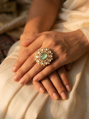Elegant Polki Kundan Statement Adjustable Ring for Women | Ethnic Kundan Rings | Weddings & Festive Wear