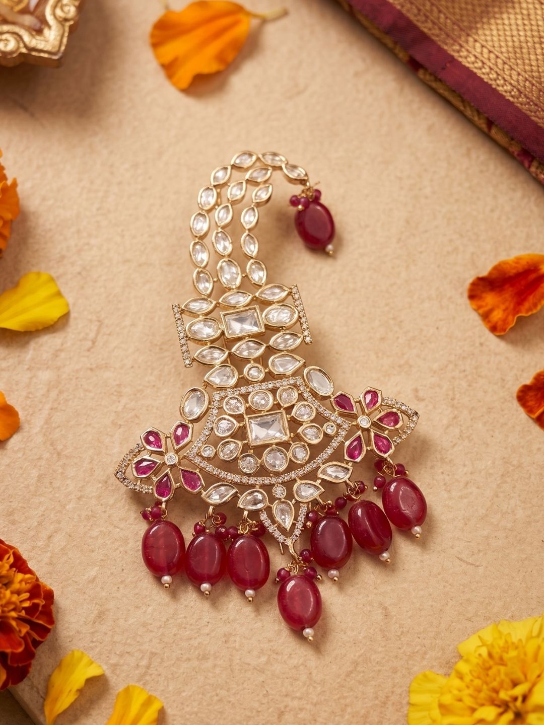 Traditional Kundan Polki Kalangi | Safa Kalgi | Turban Brooch For Men
