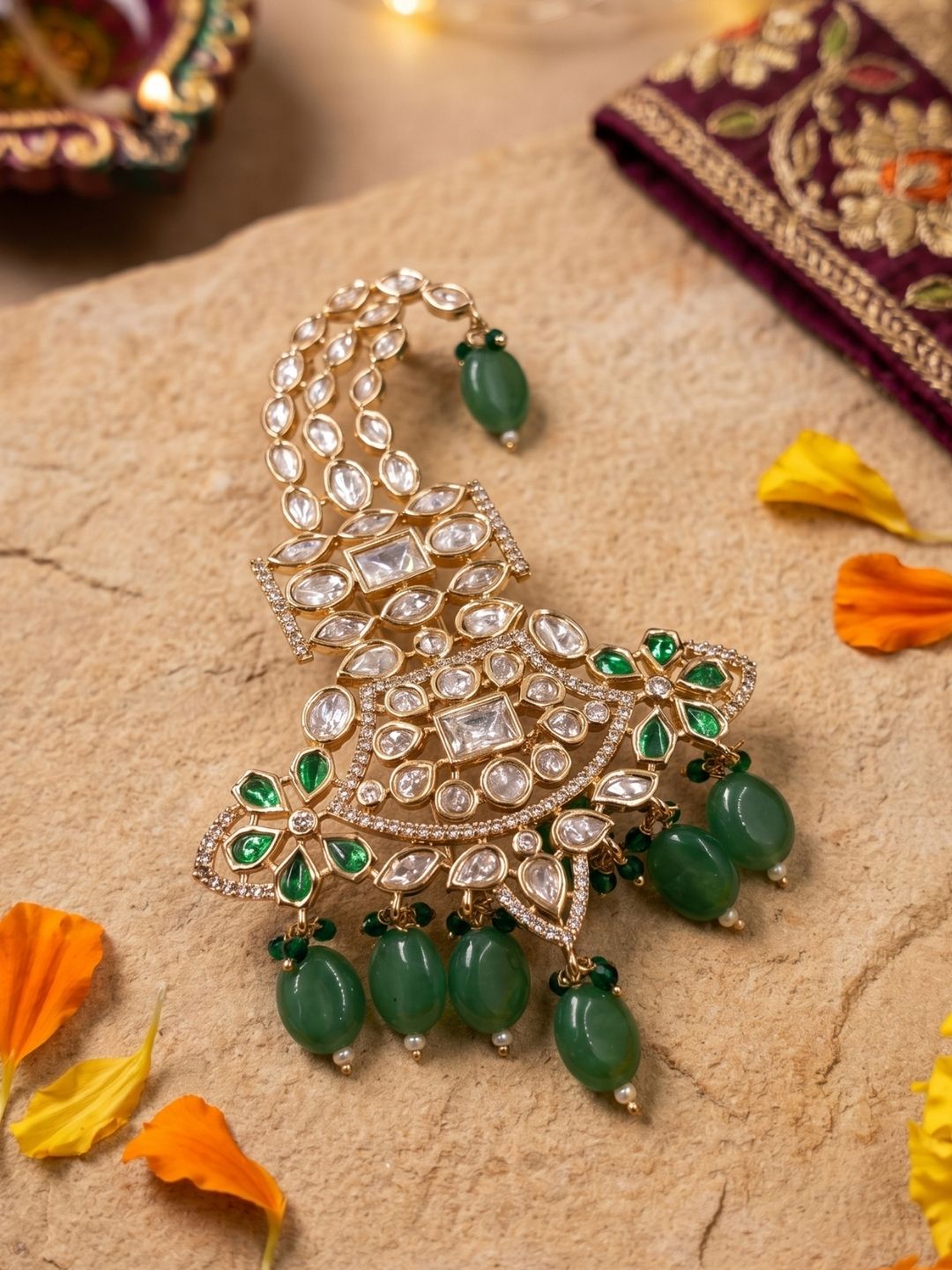 Traditional Kundan Polki Kalangi | Safa Kalgi | Turban Brooch For Men