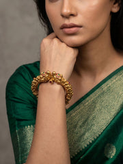 Traditional Gold Plated Antique Golden Elephant Head Nakshi Kada Bracelet