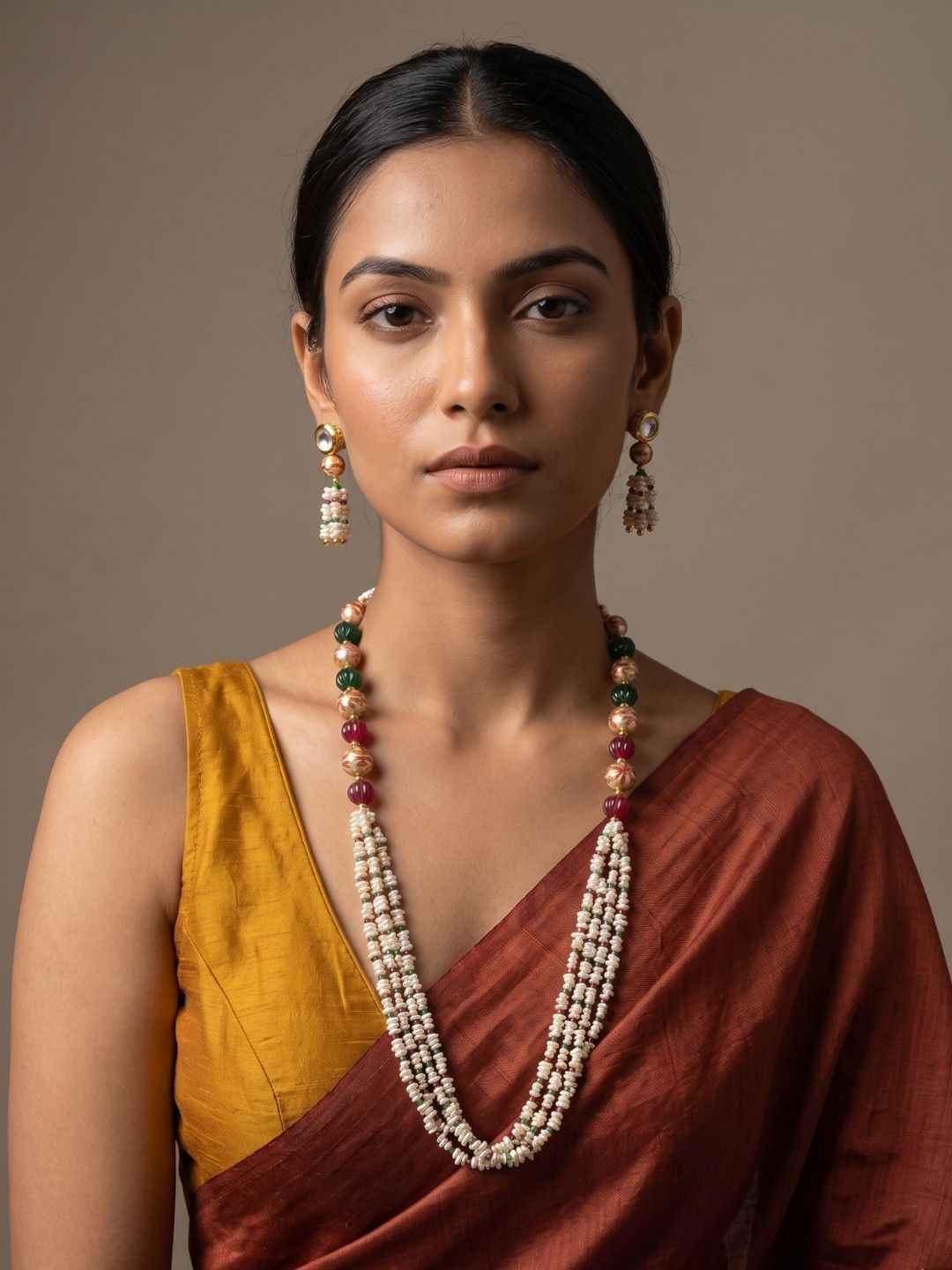 Handmade Freshwater Pearls Multicolor Beaded Jewellery Set | Gemstone Jewellery