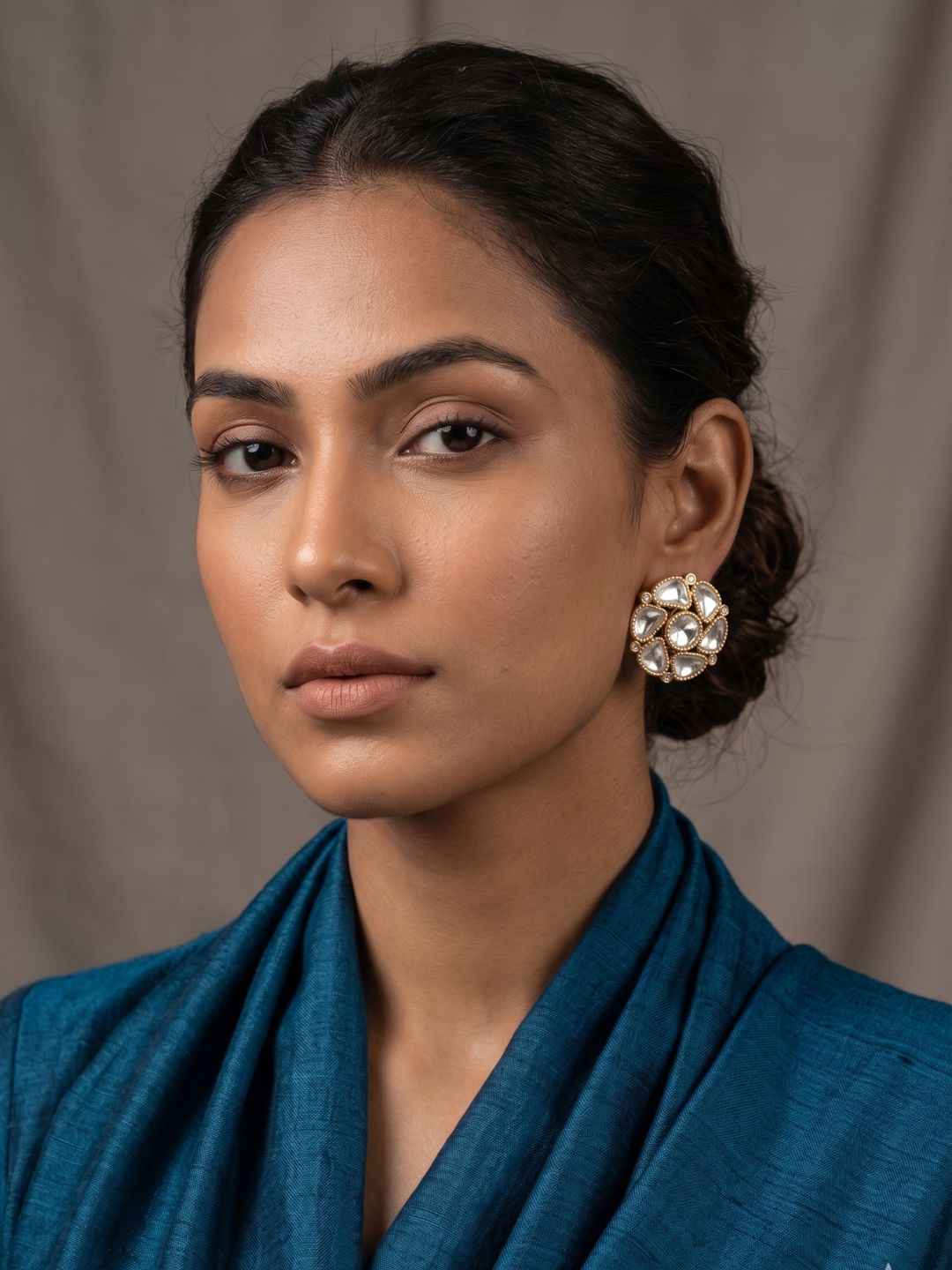 Elegant Gold Plated Polki Kundan Stud Earrings For Women | Ethnic And Traditional Indian Earrings
