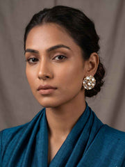 Elegant Gold Plated Polki Kundan Stud Earrings For Women | Ethnic And Traditional Indian Earrings
