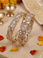 Elegant Gold Plated Openable Kundan Kada Bangles For Women  | Ethnic And Traditional Bangles