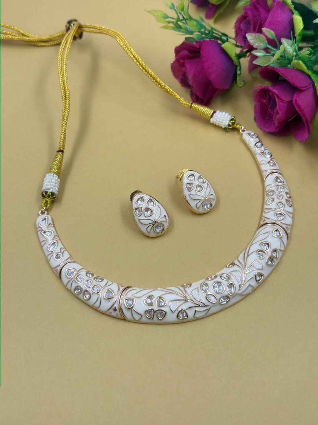 Traditional Rajasthani Meenakari Hasli Necklace Set For Women - Ethnic Jewellery Set