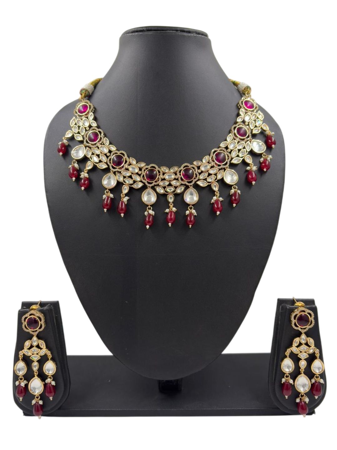Elegant Polki red stone Kundan Necklace Set For Women - Wedding & Party Wear Kundan Jewellery Set