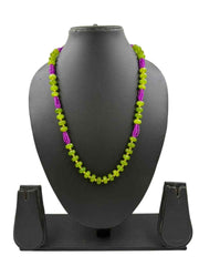 Designer Handcrafted Single Line Parrot Green Beads Necklace For Women