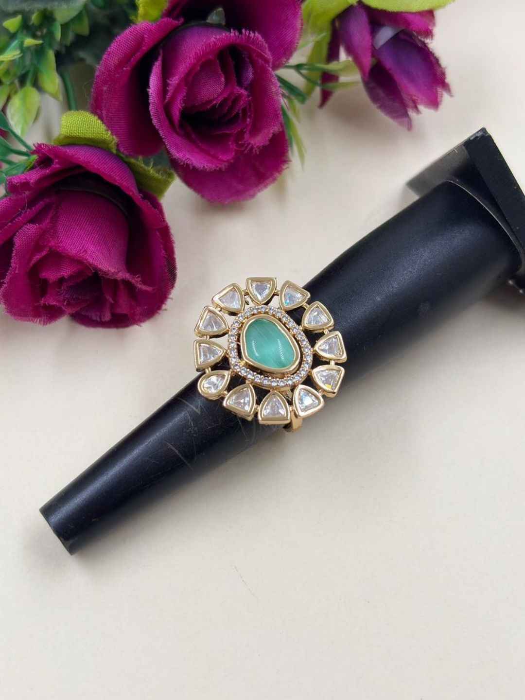 Elegant Adjustable Uncut Polki Kundan Ring For Women | Ethnic And Traditional Ring