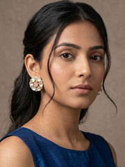 Elegant Gold Plated Polki Kundan Stud Earrings For Women | Ethnic And Traditional Indian Earrings