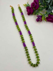 Designer Handcrafted Single Line Parrot Green Beads Necklace For Women
