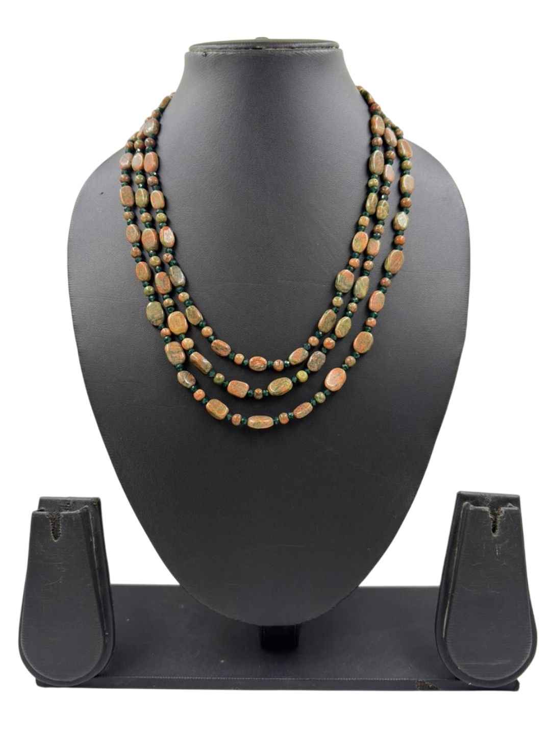 Multi Strand Semi Precious Natural Jasper Beaded Necklace - Earthy Colour Gemstone Jewellery