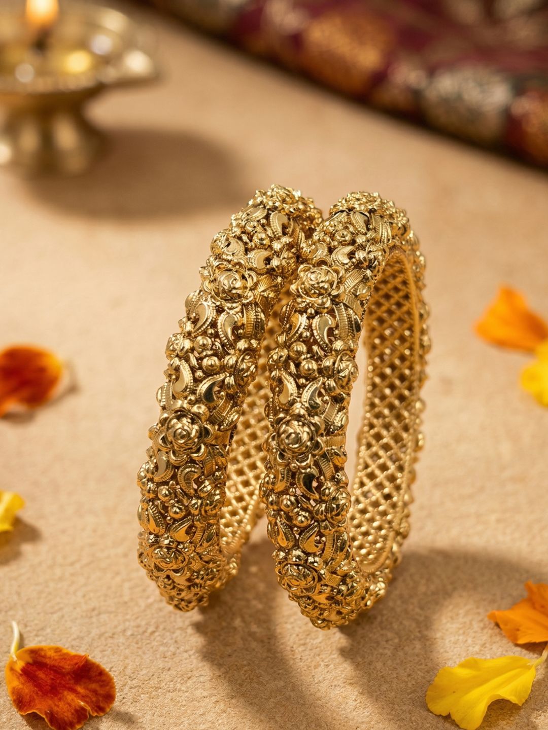Traditional Gold Plated Unique Golden Nakshi Bangles For Women | Antique Bangles