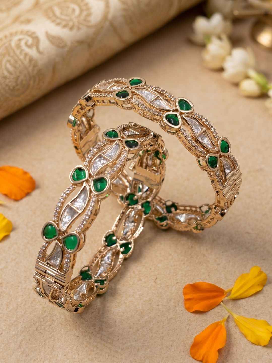 Elegant Gold Plated Openable Kundan Kada Bangles For Women  | Ethnic And Traditional Bangles