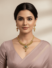 Gold Plated Golden Necklace Set For Women - Traditional Jewellery Set for women