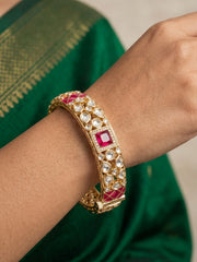 Gold Plated Ruby And Kundan Bangles For Women - Wedding And Party Wear Bangles